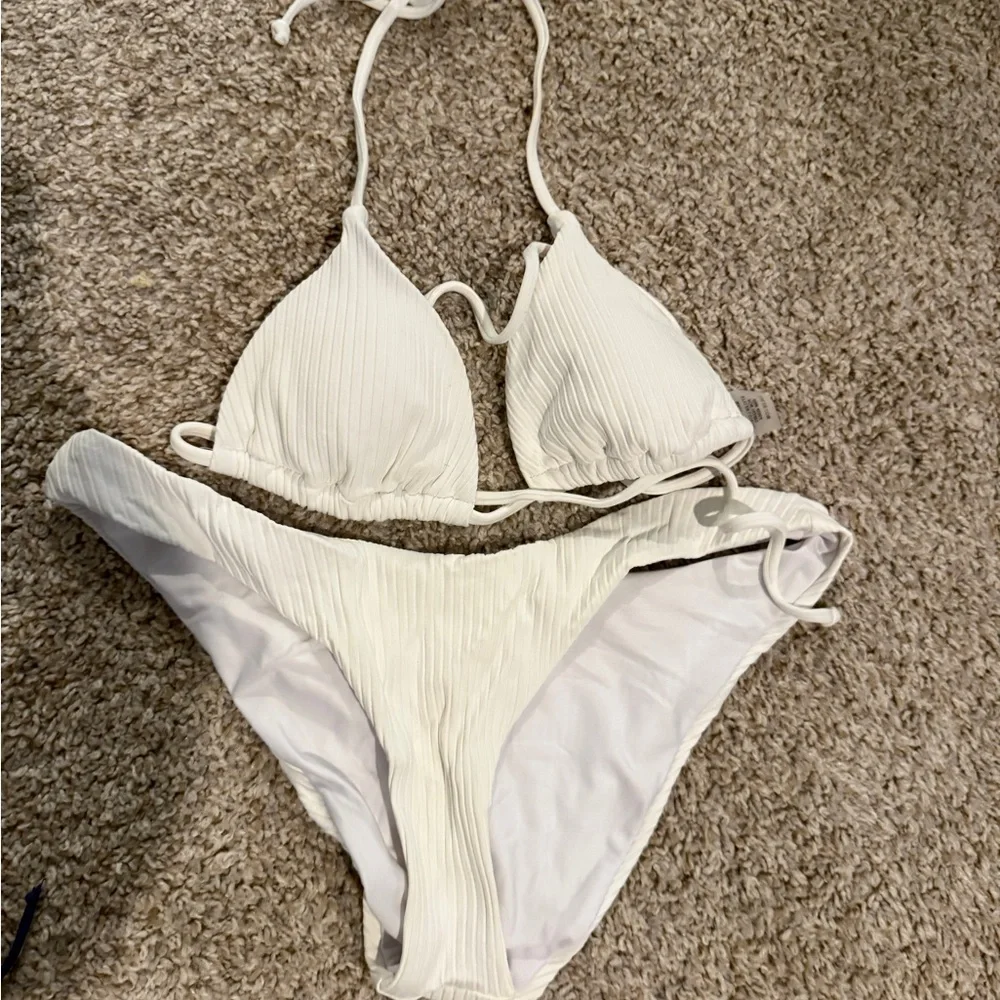 White Ribbed Bikini Set - Picture 2 of 2